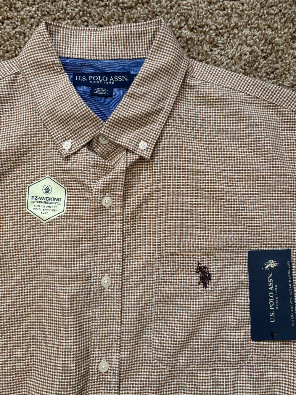 BRAND NEW U.S. Polo Assn Plaid Long Sleeve Button Up Loose Fit Mens Size Large